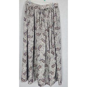 Vintage 80s Paisley Boho long Skirt W/ Elastic Belt Retro Sz S Handmade?